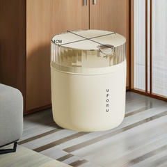 Cream white desktop trash can (standard with one roll of trash bag) 14cm * 15cm (including button) * 16cm