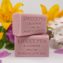 2x 200g Plant Oil Soap Sweet Pea Jasmine Scent Pure Natural Vegetable Base Bar