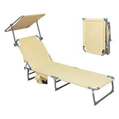 Levede Foldable Lounge Chairs with Canopy Khaki-SA_Rural