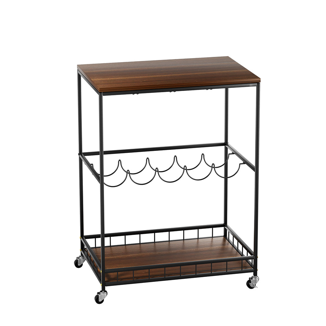 Levede Wooden Bar Cart Drinks Trolley 3 Tire-WA_Rural