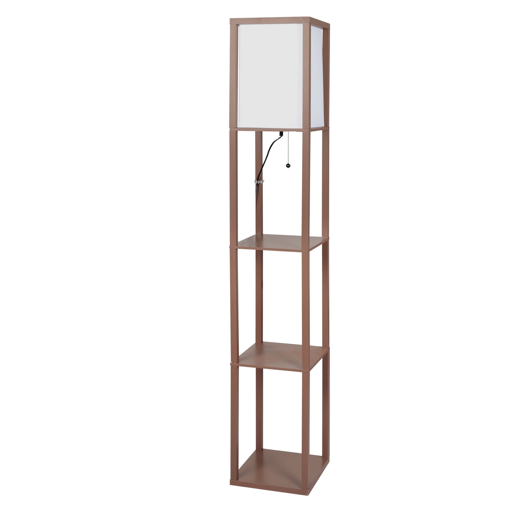 EMITTO LED Floor Lamp with Storage Shelf Brown