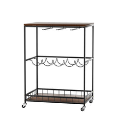 Levede Wooden Bar Cart Drinks Trolley 3 Tire-QLD_Metro