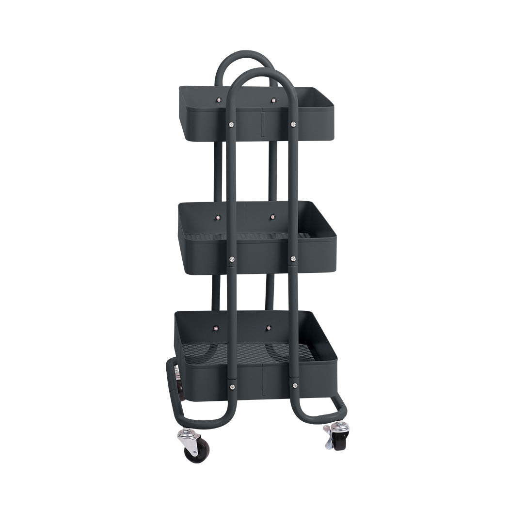 Levede 3 Tiers Kitchen Trolley Cart Grey-SA_Rural