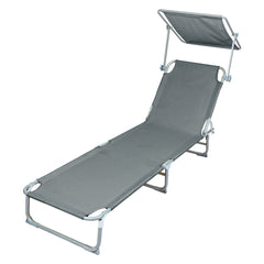 Levede Foldable Lounge Chairs with Canopy Grey-TAS_Rural