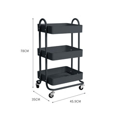 Levede 3 Tiers Kitchen Trolley Cart Grey-SA_Rural