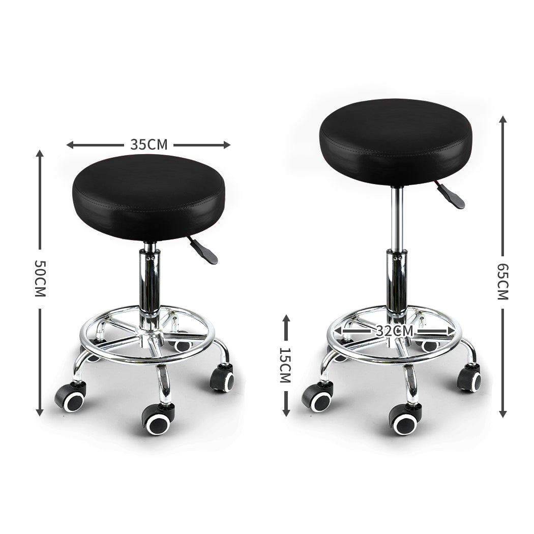 2x Levede Swivel Salon Barstool Hairdressing Black-NSW_Rural