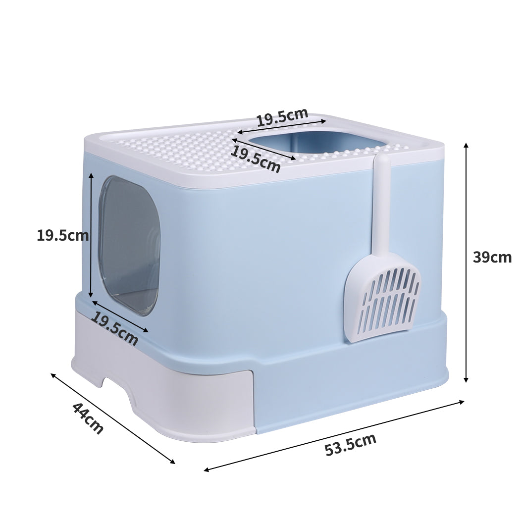 PaWz Cat Litter Box Fully Enclosed Kitty Blue