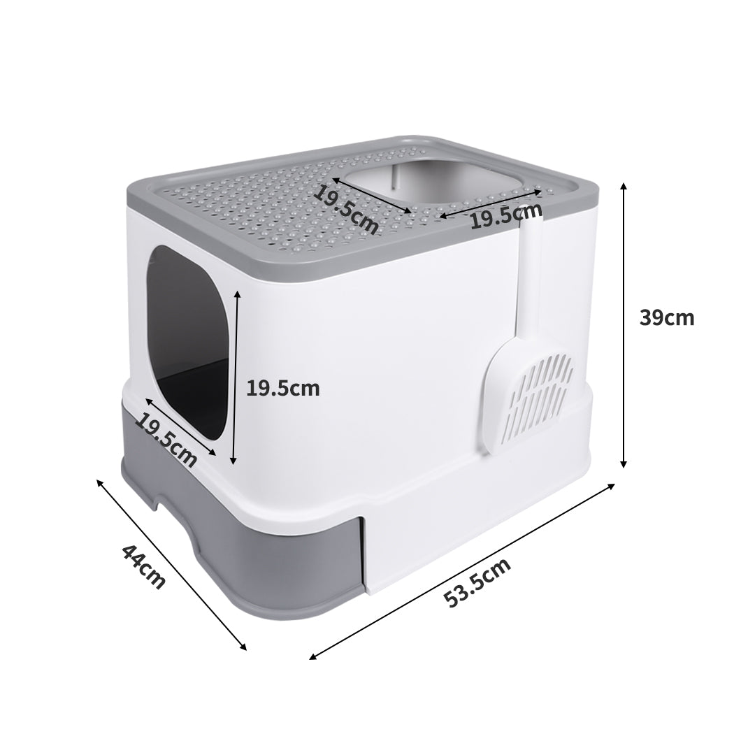 PaWz Cat Litter Box Fully Enclosed Kitty Grey