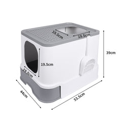 PaWz Cat Litter Box Fully Enclosed Kitty Grey