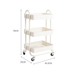 Levede 3 Tiers Kitchen Trolley Cart White-NSW_Metro