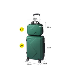 Slimbridge 2pcs 20"Travel Luggage Set Green