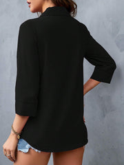 Solid Fold Pleated Blouse