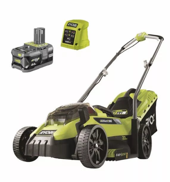 NEW Ryobi One+ 18V 4.0Ah 33cm Cordless Lawn Mower Kit RLM18X33S40