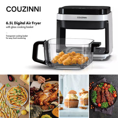 Couzinni 6.5L Glass Digital Air Fryer Healthy Cooker Kitchen Detachable Oven Pot