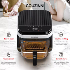 Couzinni 6.5L Glass Digital Air Fryer Healthy Cooker Kitchen Detachable Oven Pot