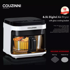 Couzinni 6.5L Glass Digital Air Fryer Healthy Cooker Kitchen Detachable Oven Pot