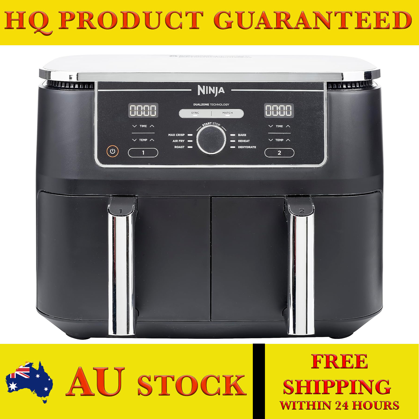 Ninja Foodi Max XXXL Dual Zone 9.5L Air Fryer, 6-in-1, 2 Drawers, No Oil, Black