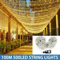 100M 500LED String Lights Warm White Christmas Fairy Wedding Garden Waterproof