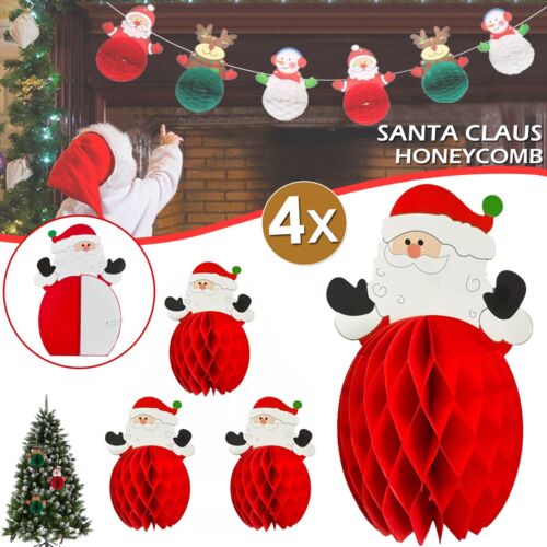 Christmas Xmas Party 4x Mini Santa Claus Honeycomb Centrepiece Table Decorations