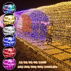 100M 500LED String Lights Warm White Christmas Fairy Wedding Garden Waterproof