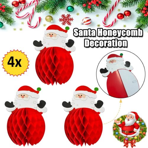 Christmas Xmas Party 4x Mini Santa Claus Honeycomb Centrepiece Table Decorations