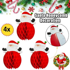 Christmas Xmas Party 4x Mini Santa Claus Honeycomb Centrepiece Table Decorations